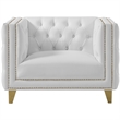 Trent Home Contemporary Faux Leather and Iron Chair in White