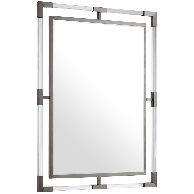 Trent Home Contemporary Chrome Rectangle Mirror