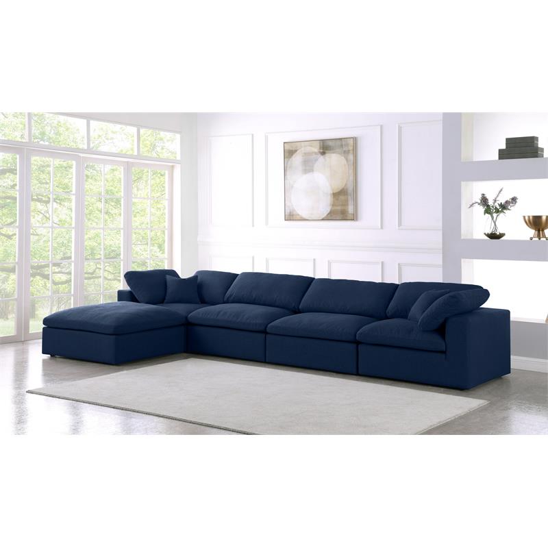 Trent Home Contemporary Navy Durable Linen Fabric Modular Sectional