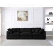 Trent Home Contemporary Black Linen Fabric Modular 3 Piece Sofa