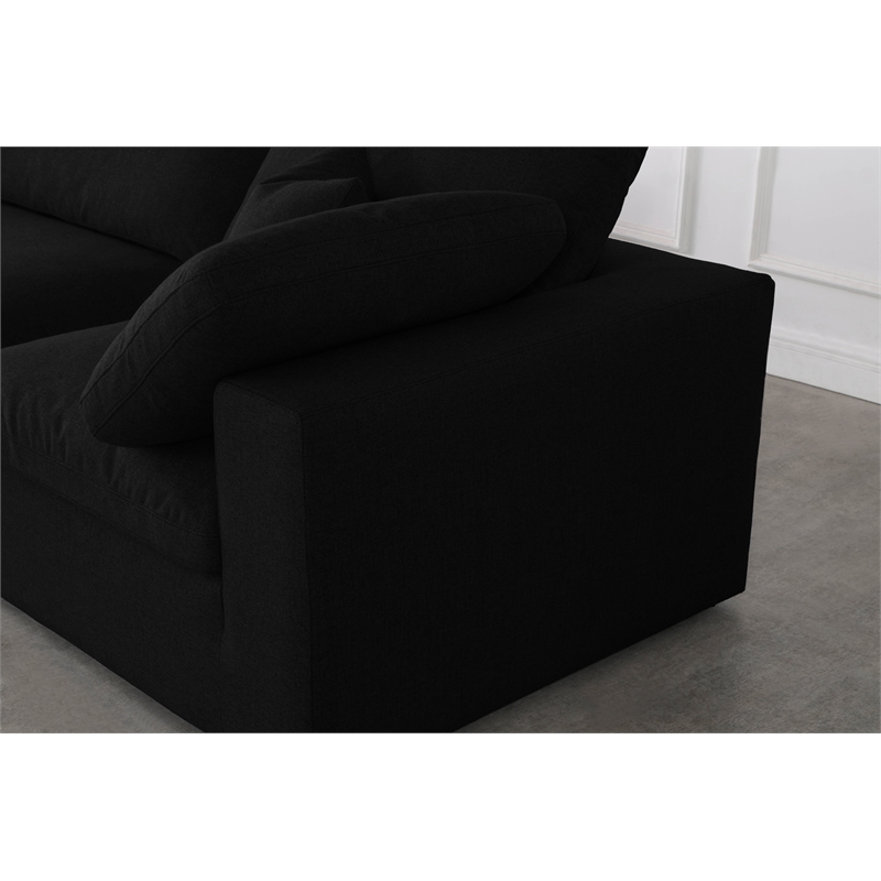 Trent Home Contemporary Black Linen Fabric Modular 3 Piece Sofa