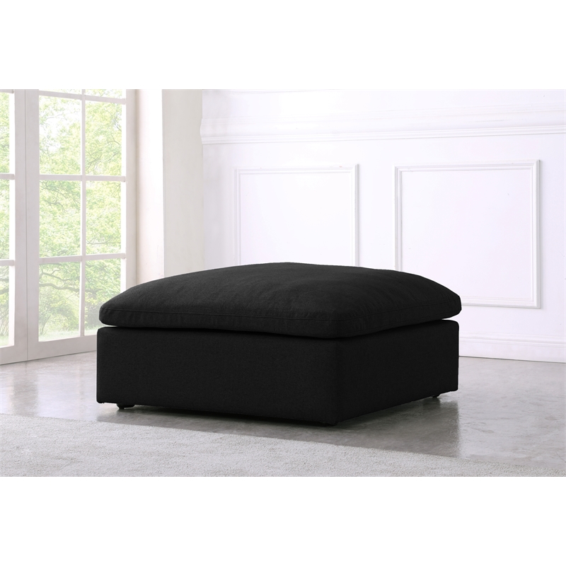 Trent Home Contemporary Black Linen Fabric Deluxe Modular Ottoman