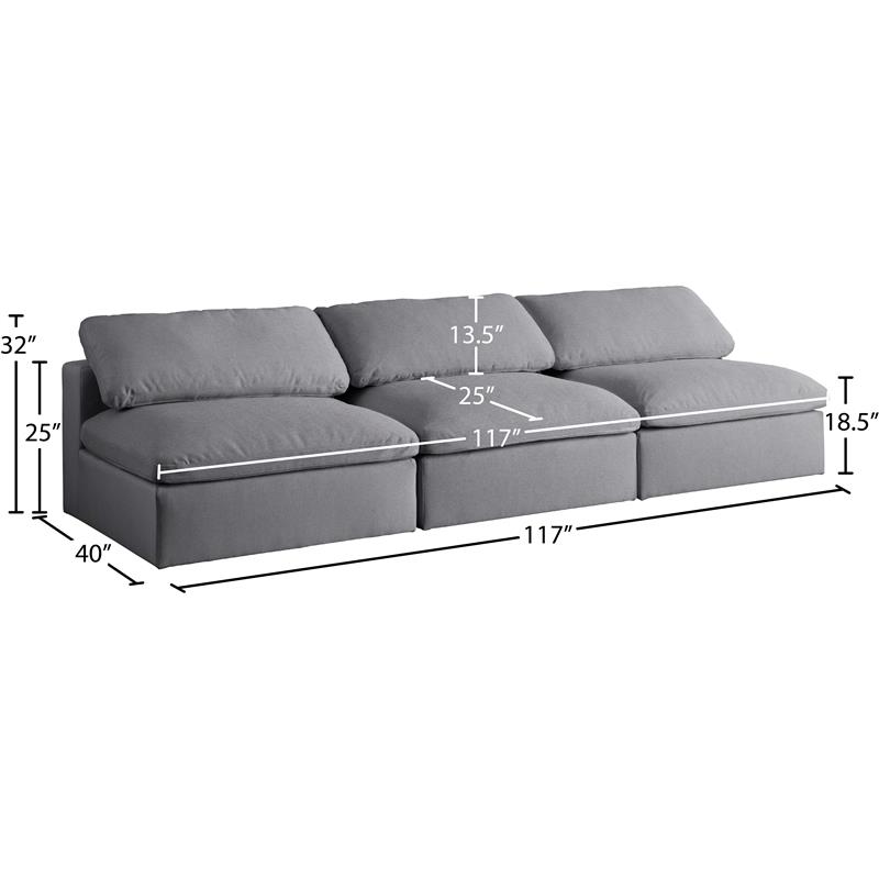 Trent Home Contemporary Deluxe Gray Linen Fabric Modular Armless Sofa