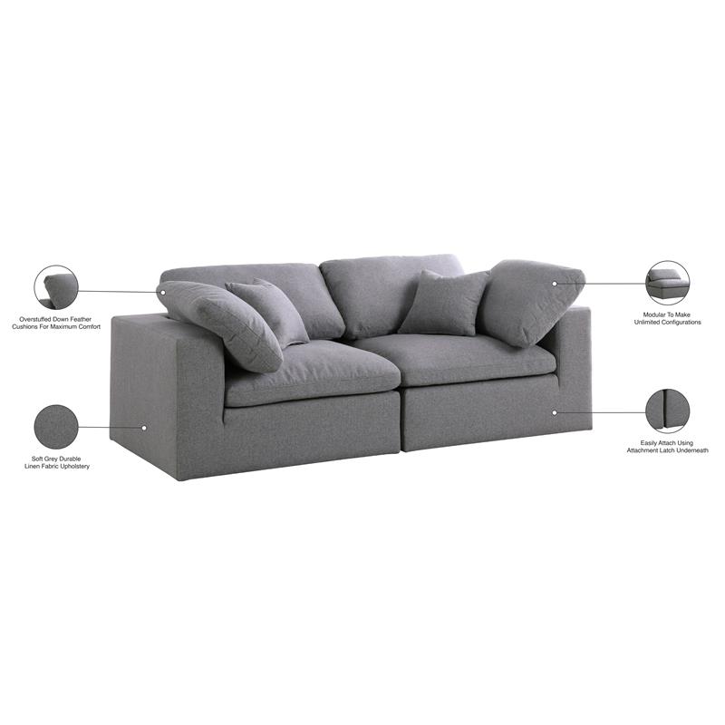 Trent Home Contemporary Gray Durable Linen Fabric Deluxe Modular Sofa