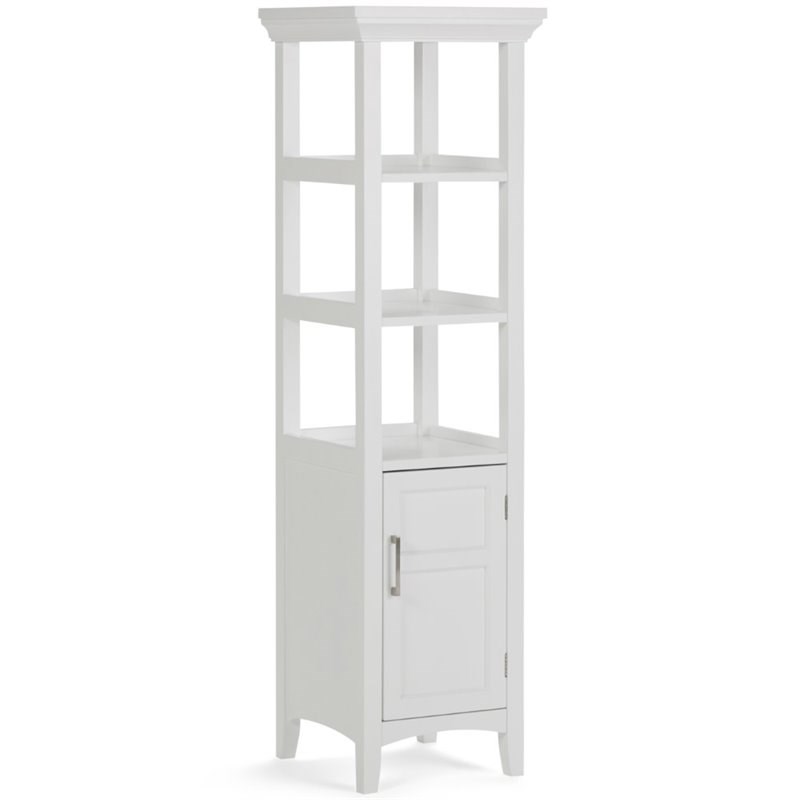 Trent Home Contemporary Wooden Bath Storage Tower in Pure White