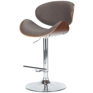 Trent Home 32.7&quot Mid-Century Metal Adjustable Height Lift Bar Stool in Brown