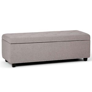 Trent Home 48&quot Transitional Rectangle Ottoman in Cloud Gray Linen Look Fabric