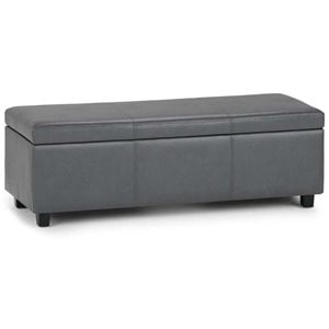 Trent Home 48&quot W Rectangle Storage Ottoman Bench in Stone Gray Faux Leather