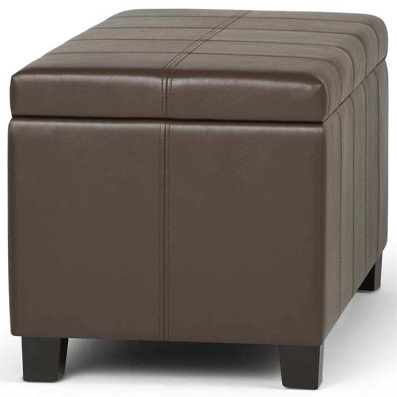 Trent Home Faux Leather Storage Bench in Chocolate Brown