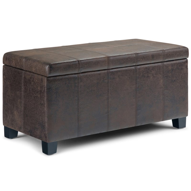 Trent Home Faux Leather Storage Ottoman Bench in Brown