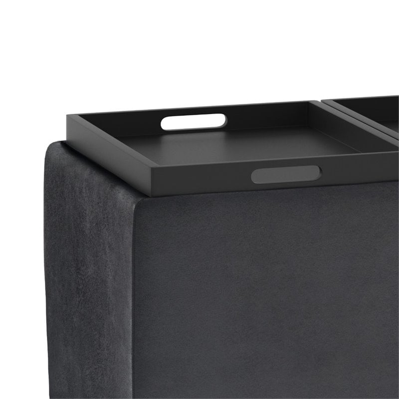 Trent Home Faux Air Leather Rectangular Storage Ottoman in Black