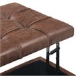 Trent Home Faux Leather Distressed Umber Brown Ottoman Square Multi-Functional 36