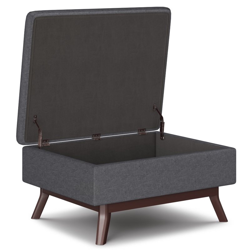 Trent Home Linen Look Fabric Coffee Table Storage Ottoman in Slate Gray