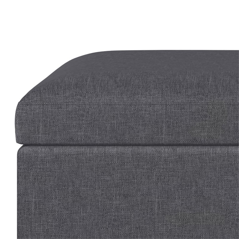 Trent Home Linen Look Fabric Coffee Table Storage Ottoman in Slate Gray