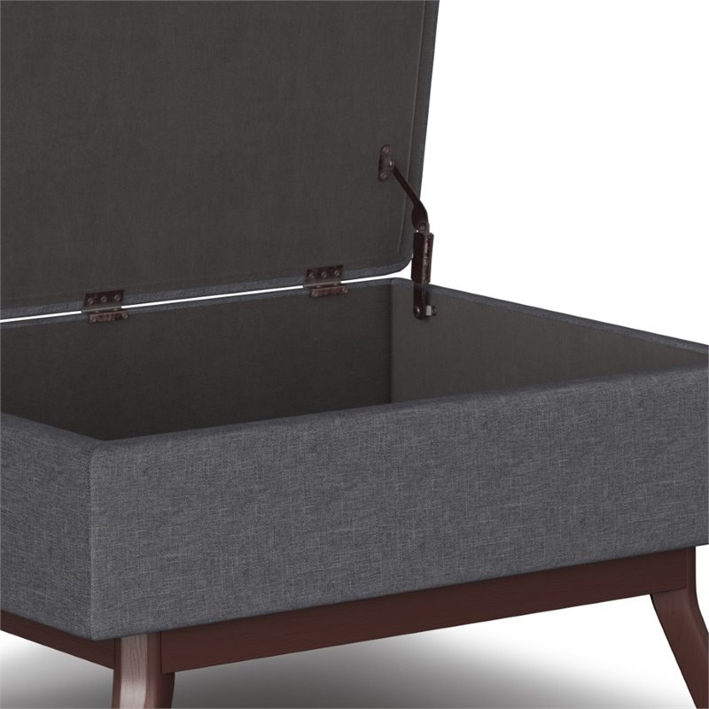Trent Home Linen Look Fabric Coffee Table Storage Ottoman in Slate Gray