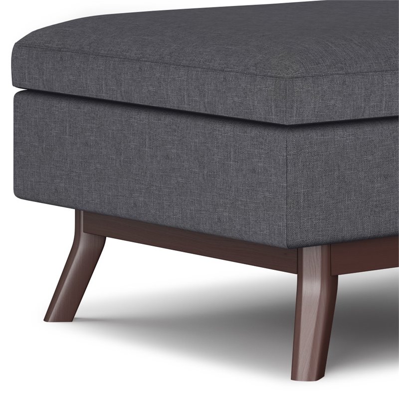 Trent Home Linen Look Fabric Coffee Table Storage Ottoman in Slate Gray