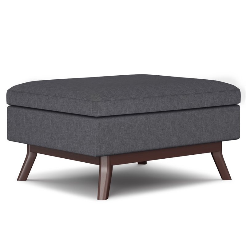 Trent Home Linen Look Fabric Coffee Table Storage Ottoman in Slate Gray