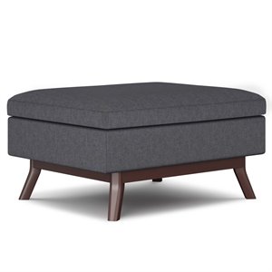 Trent Home Linen Look Fabric Coffee Table Storage Ottoman in Slate Gray