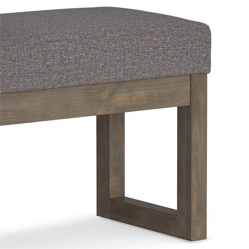 Trent Home Tweed Fabric Pebble Gray Ottoman Bench Rectangular 26.2