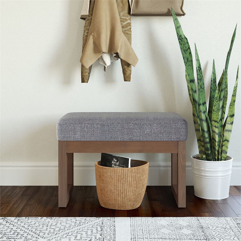 Trent Home Tweed Fabric Pebble Gray Ottoman Bench Rectangular 26.2