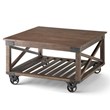 Trent Home Solid Mango Wood Square Coffee Table in Distressed Dark Brown