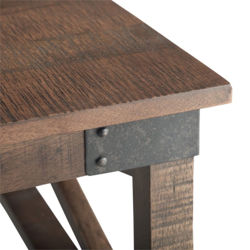 Trent Home Solid Mango Wood Square Coffee Table in Distressed Dark Brown