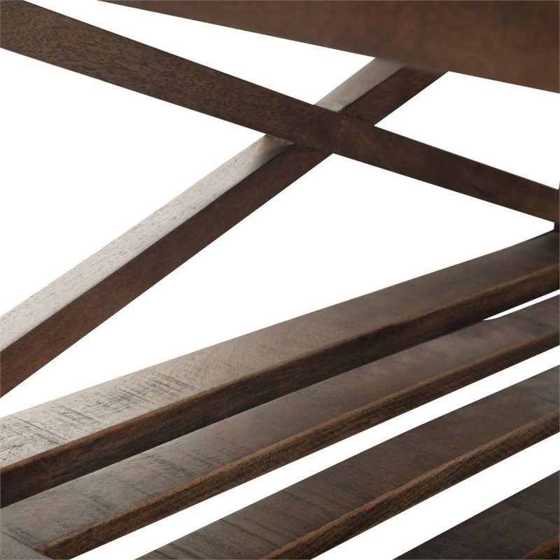 Trent Home Solid Mango Wood Square Coffee Table in Distressed Dark Brown