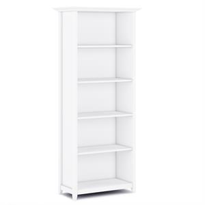 Trent Home Solid Wood 70&quot Tall 5-Shelf Bookcase in White