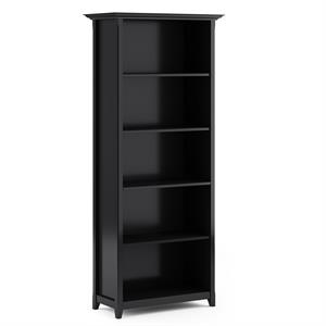 Trent Home Solid Wood 70&quot Tall 5-Shelf Bookcase in Black