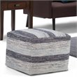 Trent Home Boho Square Pouf in Patterned Blue Melange Cotton