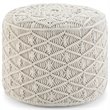 Trent Home Boho Round Macrame Pouf in Natural Cotton