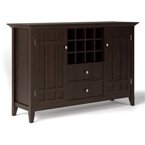 Trent Home Wood 54&quot Transitional Sideboard Buffet and Wine Rack in Dark Chestnut