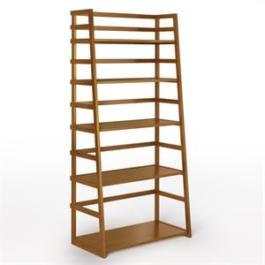 Trent Home Wood 63&quot x 30&quot Transitional Ladder Shelf Bookcase in Golden Brown