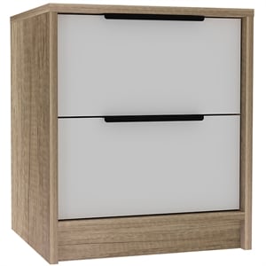 Trent Home Modern 2 Drawer Night Stand White and Light Oak