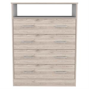 Trent Home Engineered Wood Four Drawer Dresser in Light Grey and White