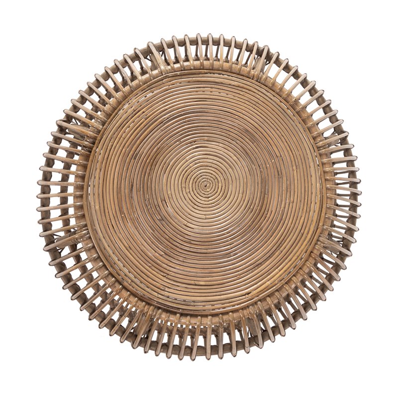 Trent Home Wicker Espresso Coffee Table Round Handwoven 31.5