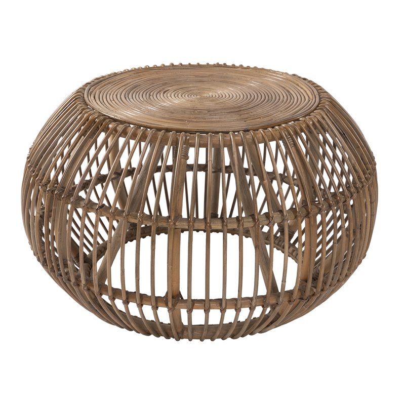 Trent Home Wicker Espresso Coffee Table Round Handwoven 31.5