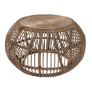 Trent Home Wicker Espresso Coffee Table Round Handwoven 31.5&quot Unassembled