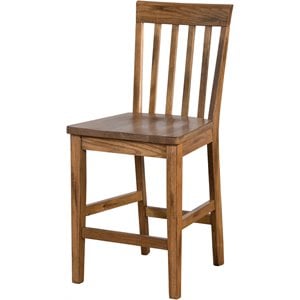 Sunny Designs 24&quot Sedona Slatback Barstool w/Wooden Seat in Rustic Oak(Set of 2)