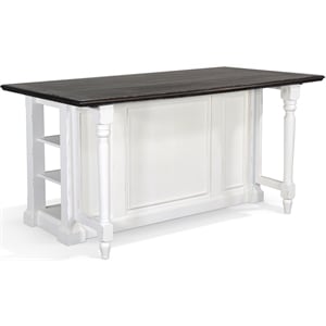 Sunny Designs Carriage House 71.5&quot Wood Kitchen Island in White/Dark Brown