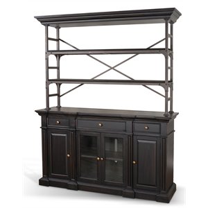 Sunny Designs Scottsdale 68&quot Transitional Wood Buffet and Hutch in Black Walnut