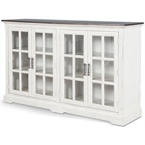 Sunny Designs Carriage House 69&quot Farmhouse Wood Server in White/Dark Brown