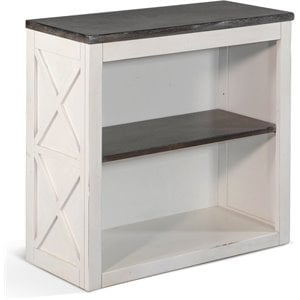 Sunny Designs European Cottage 30&quot Farmhouse Wood Bookcase in Dark Brown/White