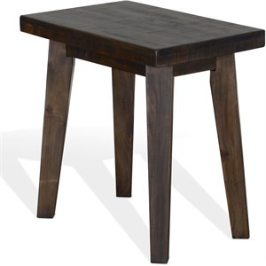 Sunny Designs Nassau 16&quot Farmhouse Mahogany Wood Chair Side Table in Dark Brown