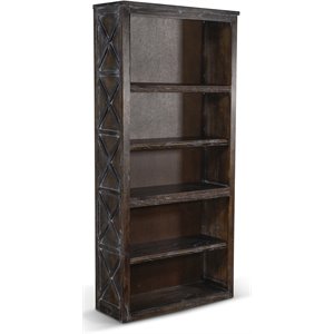 Sunny Designs Sofia 75.5&quot 5-shelf Farmhouse Wood Bookcase in Dark Brown