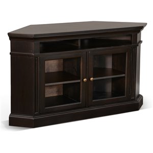 Sunny Designs Scottsdale 55&quot Transitional Wood Corner TV Stand in Black Walnut