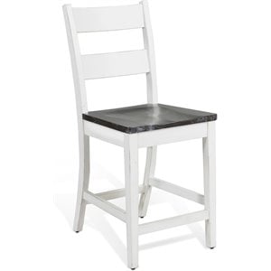 Sunny Designs 24&quot Cariage House Ladderback Barstool in White/Dark Brown-Set of 2