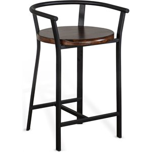 Sunny Designs Metroflex 24&quot Mid-Century Sturdy Metal Barstool in Mahogany