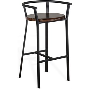 Sunny Designs Metroflex 30&quot Mid-Century Sturdy Metal Barstool in Mahogany