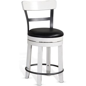 Sunny Designs 24&quot Carriage House  Swivel Barstool in White/Dark Brown (Set of 2)